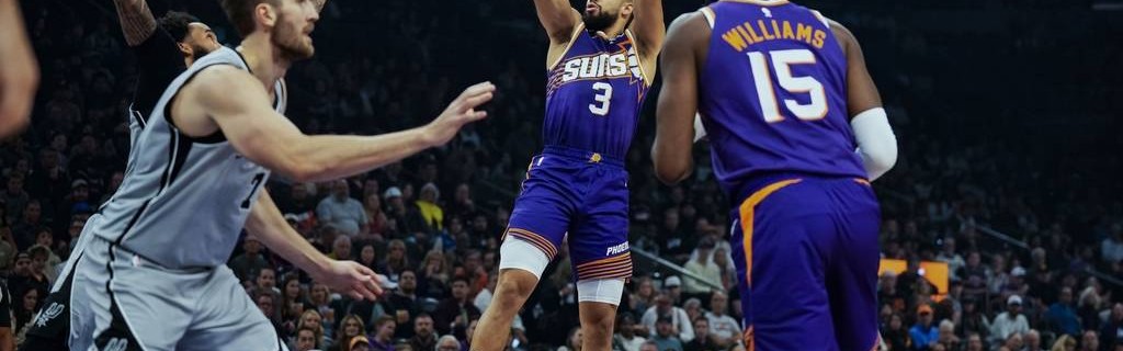 布克24+5+7布鲁克斯25分 太阳擒马刺3连胜